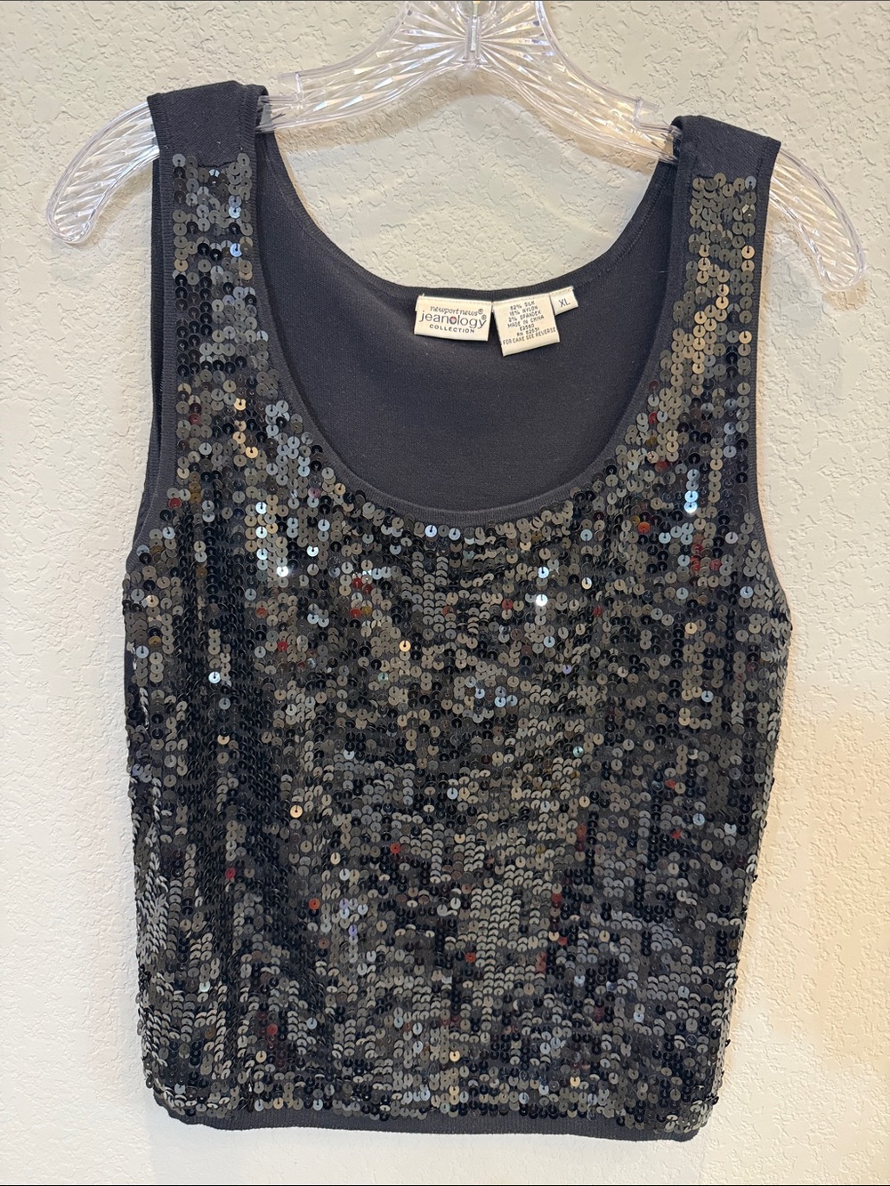 Newport News Black Sequin Tank Top